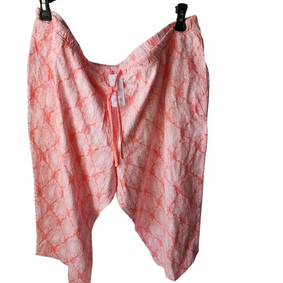 NWT Carole Hochman 2-Piece Pajama Set Coral Pink Base Intricate White Women 2X - Picture 3 of 13